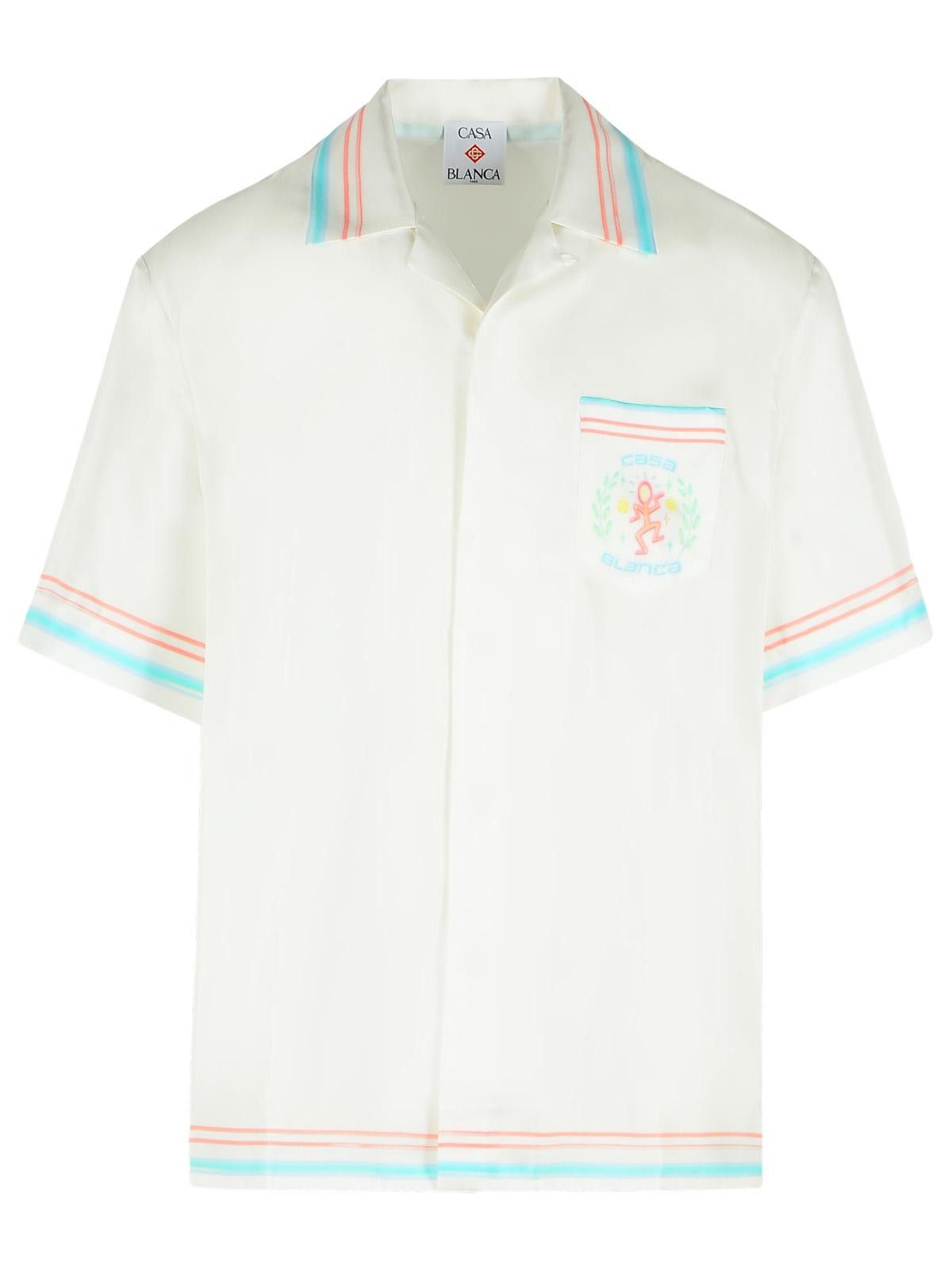 Casablanca CASABLANCA 'Dance Joy' White Silk Shirt Size US L / EU 52-54 / 3 - 1 Thumbnail