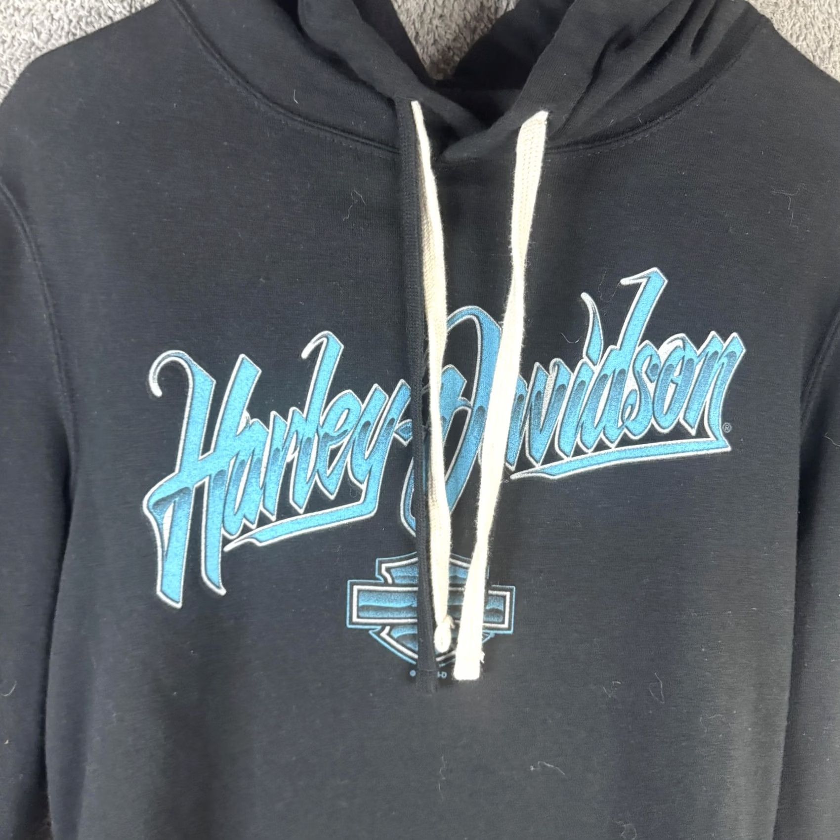 Harley Davidson Harley-Davidson Hoodie Womens L Black Pullover Fleece Tunic Graphic Logo Nautical Rommel Annapolis Size L / US 10 / IT 46 - 6 Thumbnail