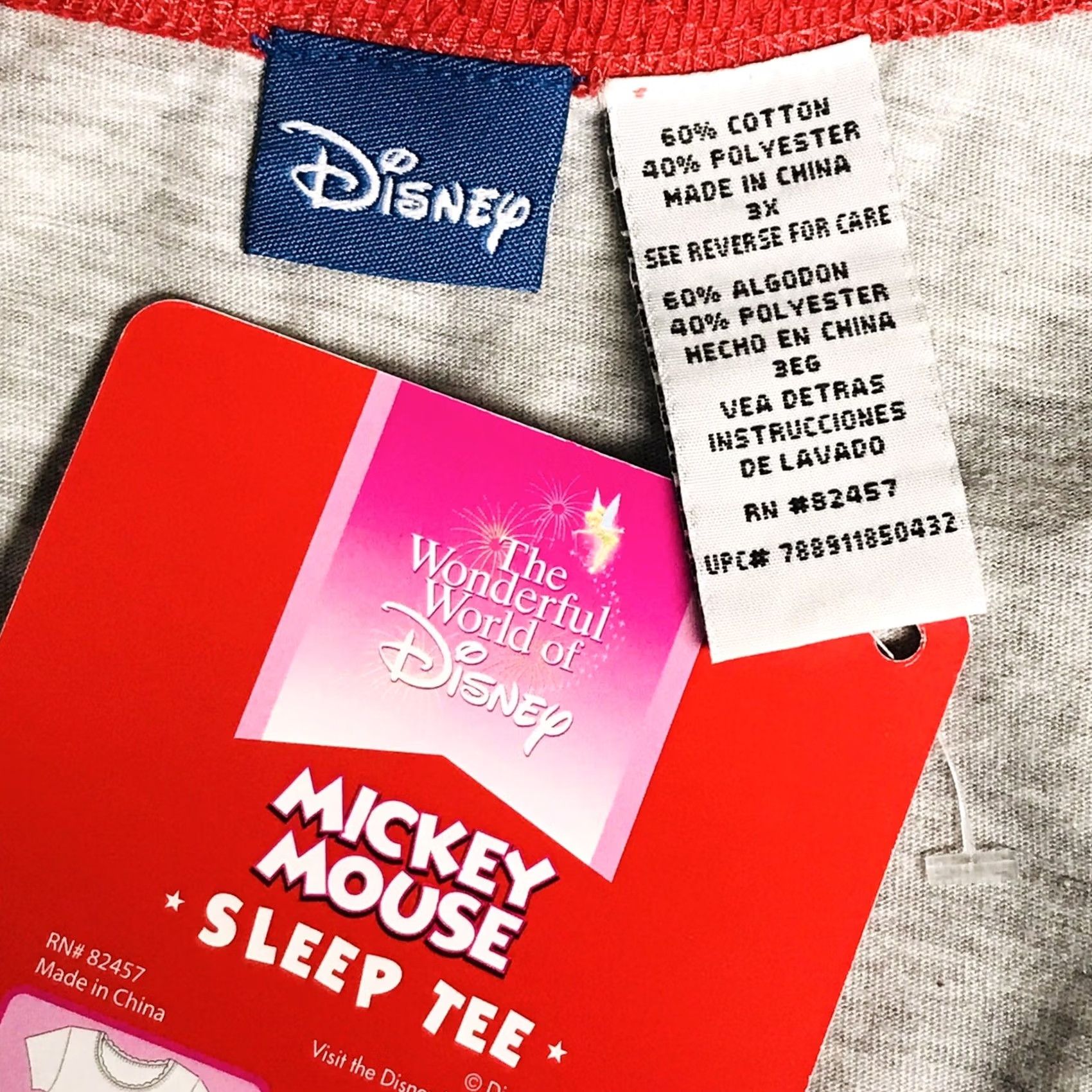 Disney VINTAGE Disney Women Gray Mickey Mouse Graphic Sleep T-Shirt Plus Size 3X (22-24) Size XXL / US 16-18 / IT 52-54 - 4 Thumbnail
