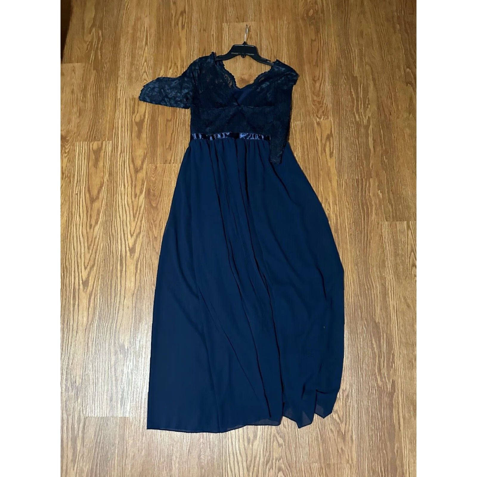 Vintage VINTAGE TheFound Navy Blue Half Sleeve V Neck Formal Maxi Dress Size XL Womens Size XL / US 12-14 / IT 48-50 - 3 Thumbnail