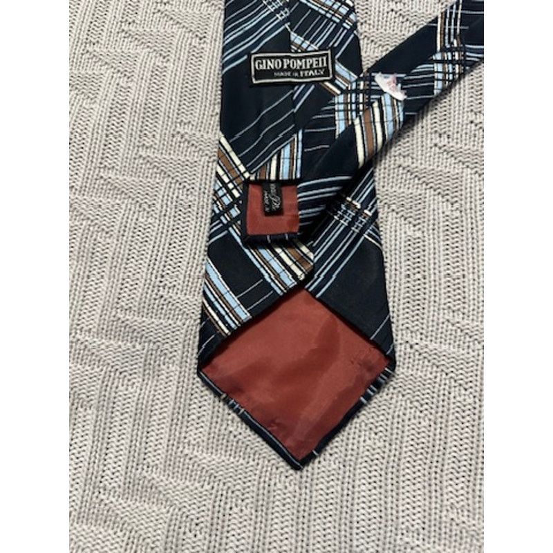 Vintage Vintage Gino Pompeii black and blue plaid Italian tie Size ONE SIZE - 3 Thumbnail