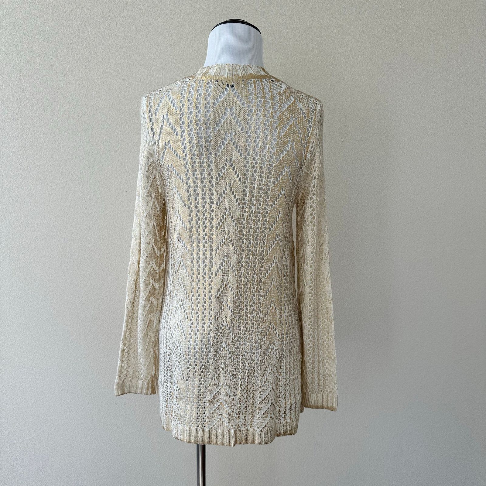 Other Gold Shimmer Women's Sweater Acrylic Cardigan Size 4-6 Size M / US 6-8 / IT 42-44 - 5 Thumbnail