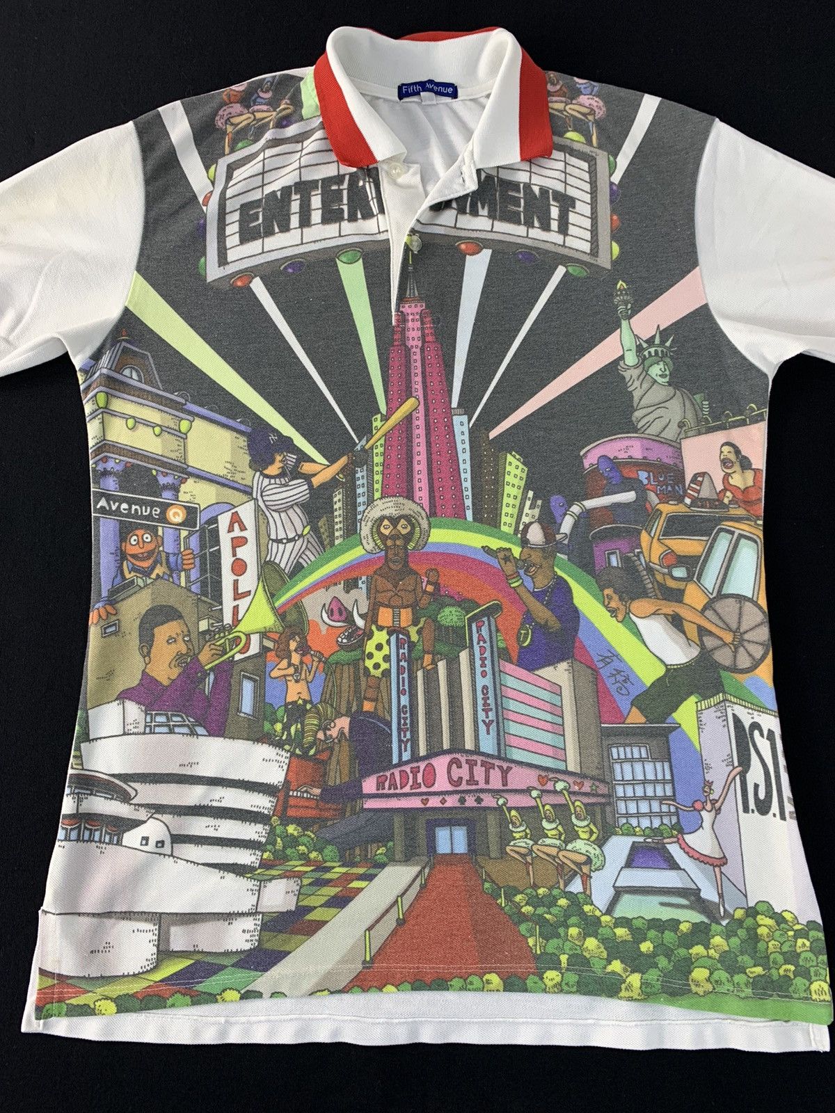 Japanese Brand Fifth Avenue New York City Entertainment Printed Polo Tee Size US M / EU 48-50 / 2 - 2 Thumbnail