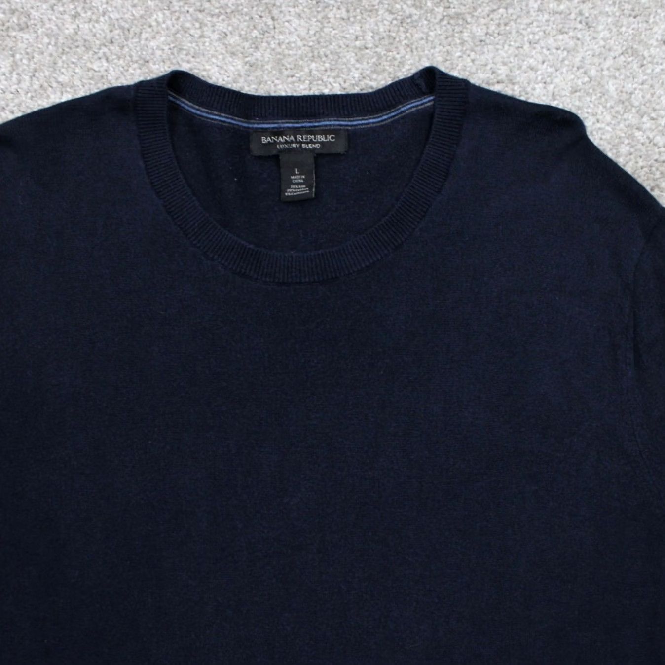 Banana Republic Banana Republic Men's Large Blue Sweater V-Neck Silk/Cotton/Cashmere Pullover Knit Formal Casual Workwear Size US L / EU 52-54 / 3 - 5 Thumbnail