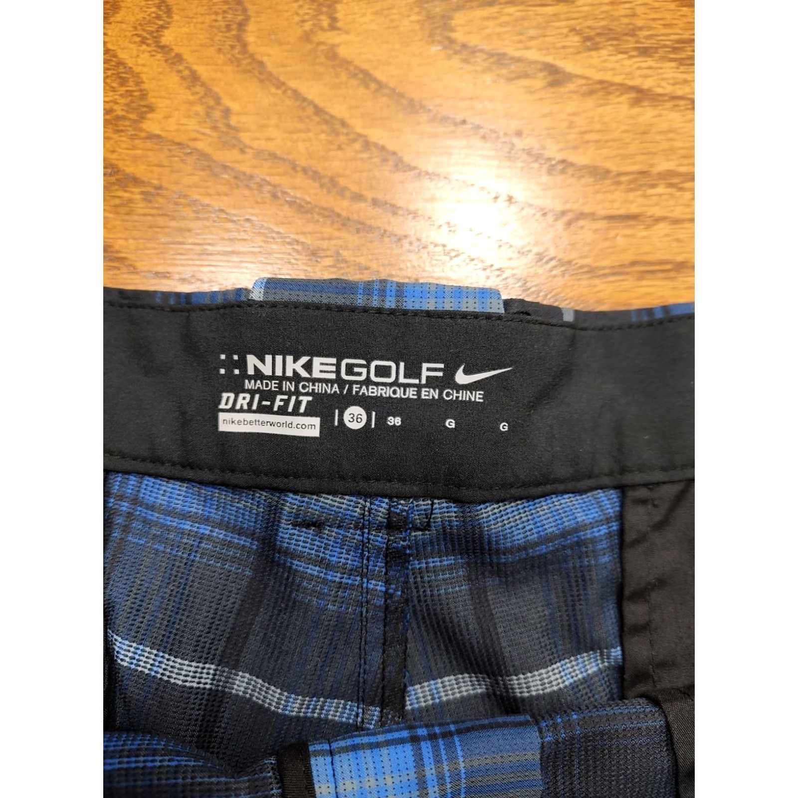 Nike Nike Golf Tour Performance Dri Mens Shorts 36 Plaid Blue Black 648319-480 Size US 36 / EU 52 - 3 Thumbnail