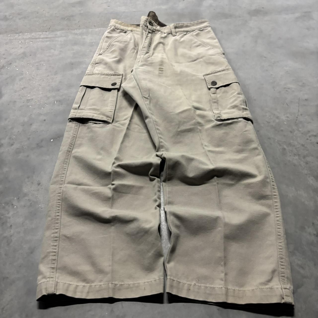 Japanese Brand × Vintage Crazy Vintage Y2K/2000s Baggy Cream Skater Style Cargo Pants! Size US 34 / EU 50 - 3 Thumbnail
