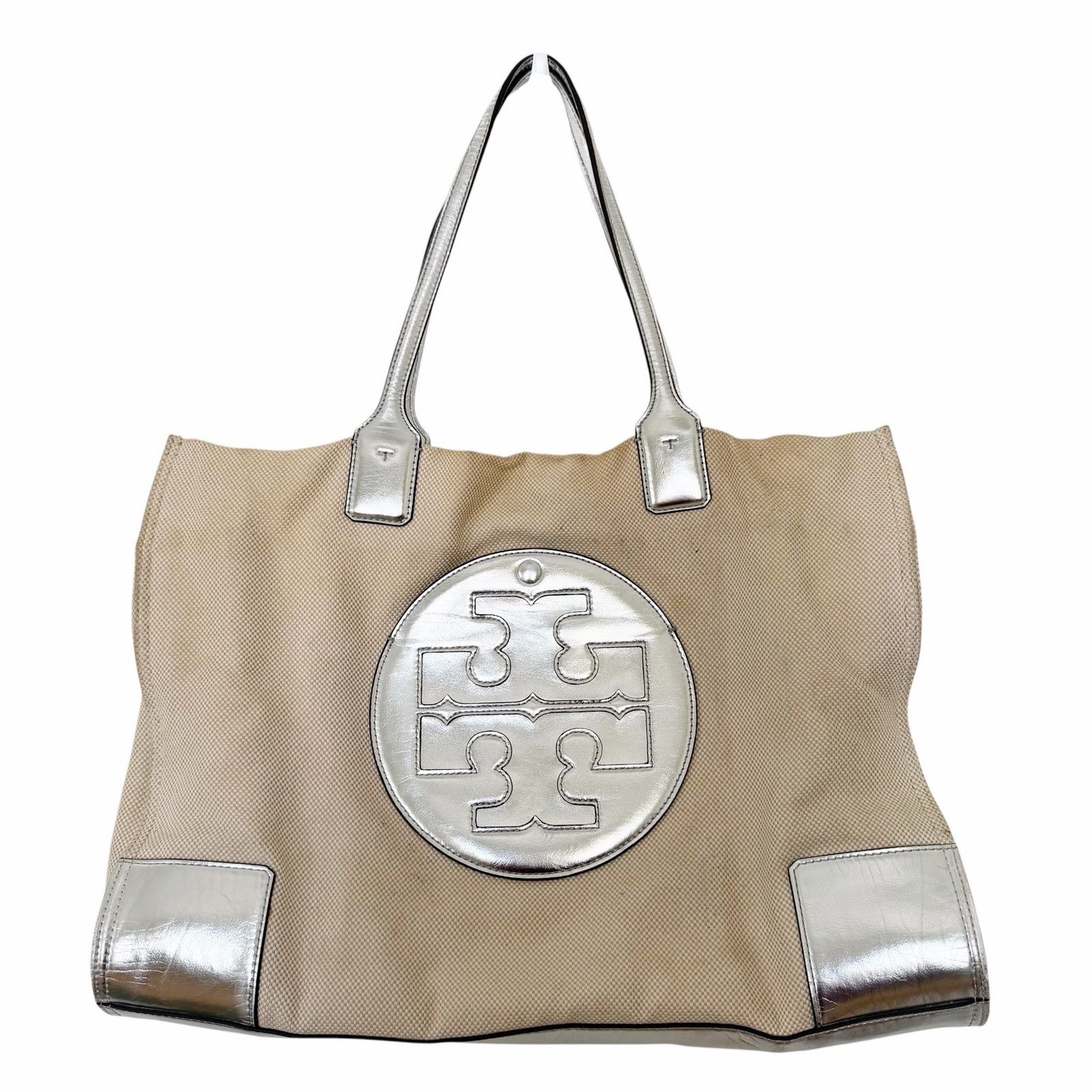 Tory Burch Tory Burch Ella Canvas and Metallic Silver Tote Bag Size ONE SIZE - 1 Thumbnail