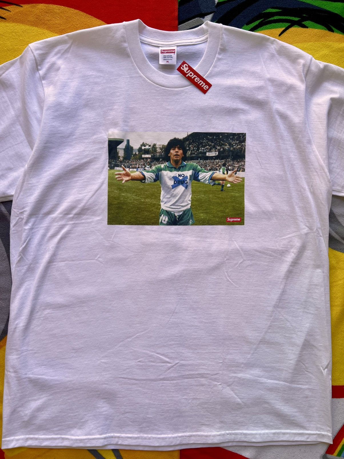 Supreme XL Supreme Maradona Tee white T-shirt football diego drugs Size US XL / EU 56 / 4 - 8 Thumbnail