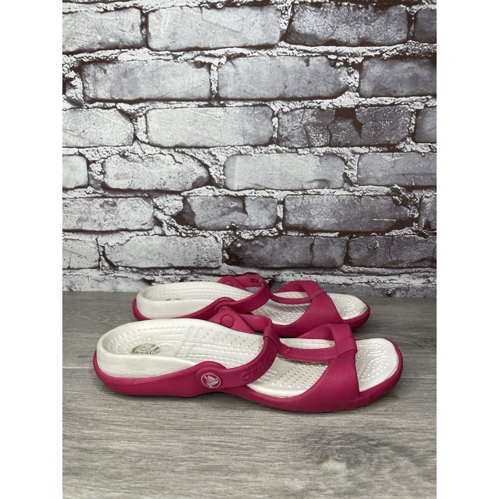 Crocs Crocs Pink Rubber Slides Lightweight Wedge Comfort Sandals W Size US 7 / IT 37 - 14 Thumbnail
