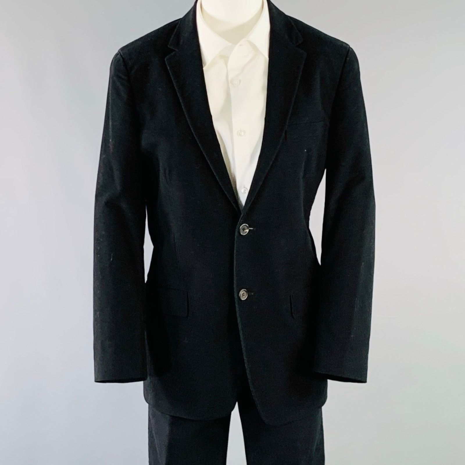 Prada PRADA Regular Black Velvet Cotton Blend Notch Lapel Suit Size 38R - 1 Thumbnail