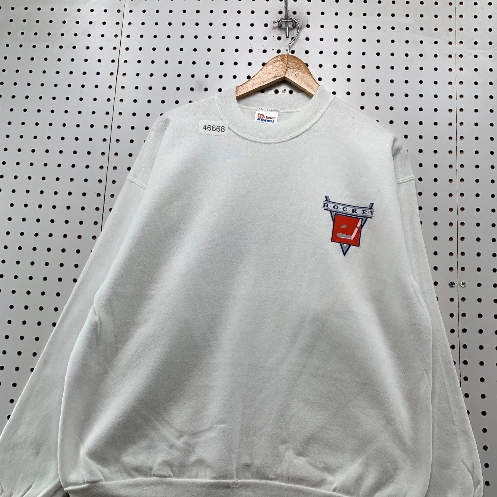 Hanes VINTAGE Hanes Sweatshirt Hockey Mens XL White 90s Knit Fleece Coaches Known Score USA Mens Size US XL / EU 56 / 4 - 4 Thumbnail