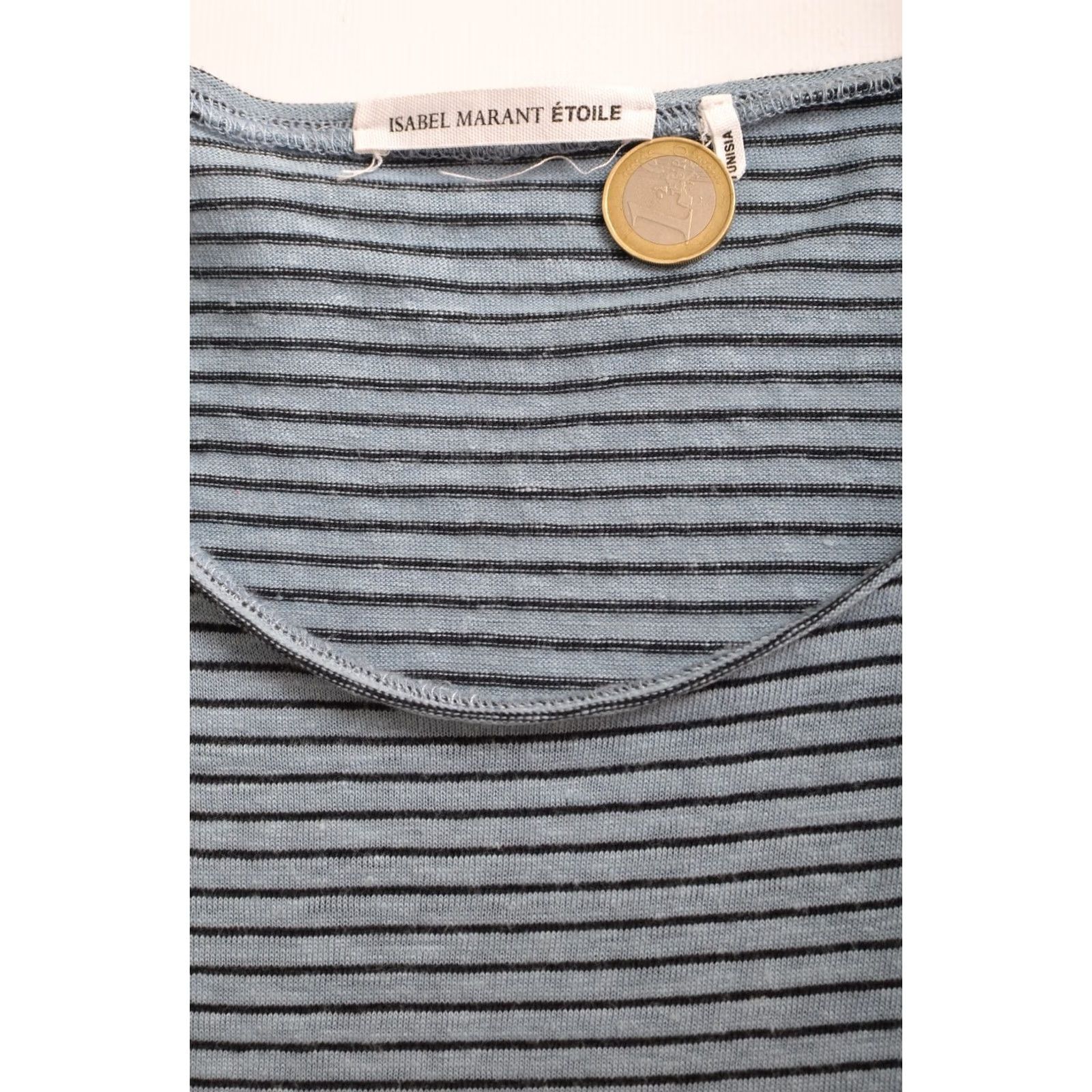 Isabel Marant Isabel Marant Blue Striped Linen T-Shirt Tee Top №1501, Size S, Women, Linen, Striped, 100% Linen, Made in Tunisia Size S / US 4 / IT 40 - 3 Thumbnail