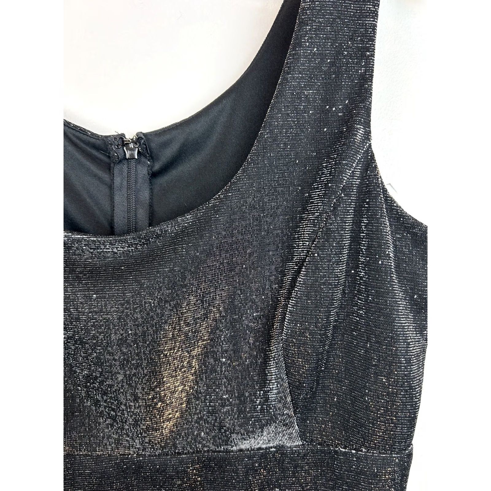 Vintage VINTAGE Late Edition ltd Party Dress Empire 8 Evening Cocktail Dress Silver Black Gray Ruffle United States 1980s Womens Size M / US 6-8 / IT 42-44 - 6 Thumbnail