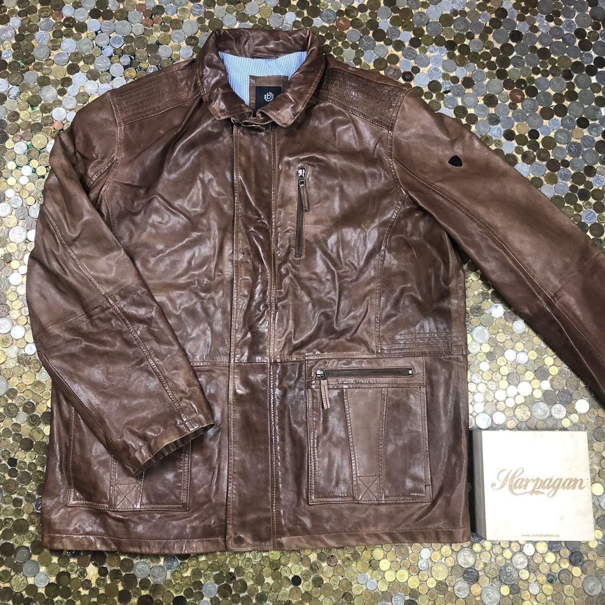 Bugatti Vintage long coat leather jacket
