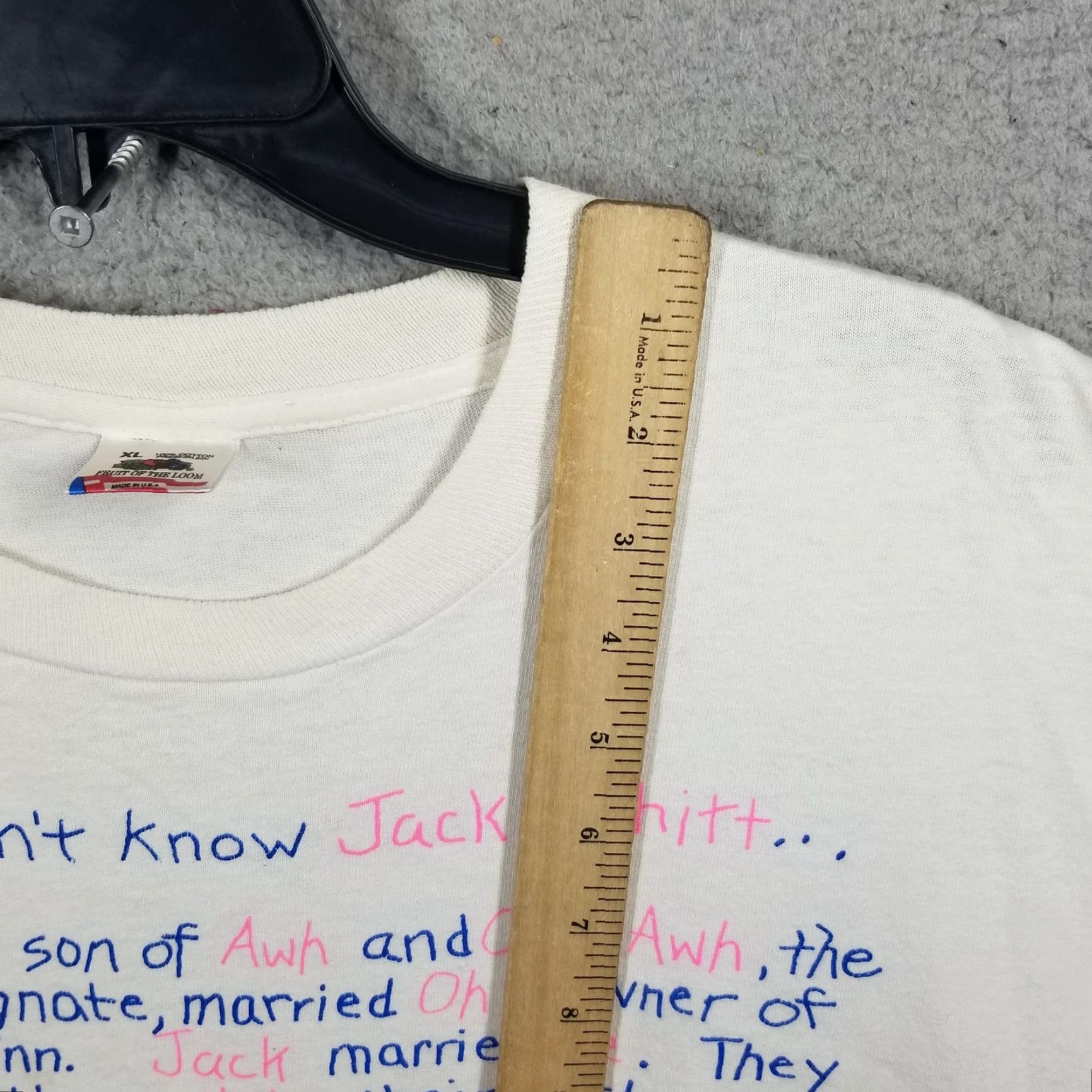 Fruit Of The Loom VINTAGE Jack Schitt Family Tree Shirt Mens XL White Made USA 1989 Graphic 80s Size US XL / EU 56 / 4 - 7 Thumbnail