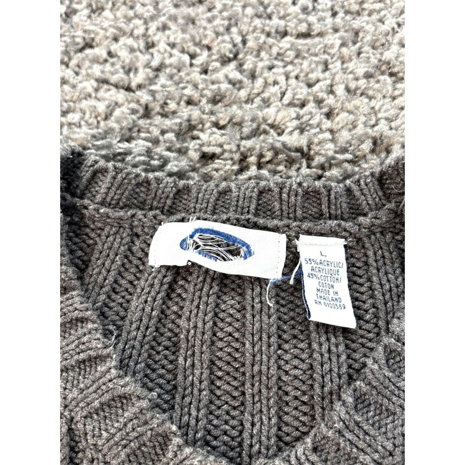 Old Navy VINTAGE Old Navy Sweater Shirt Mens L Gray V-Neck Cotton Cable Knit 90s Pullover Size US L / EU 52-54 / 3 - 4 Thumbnail