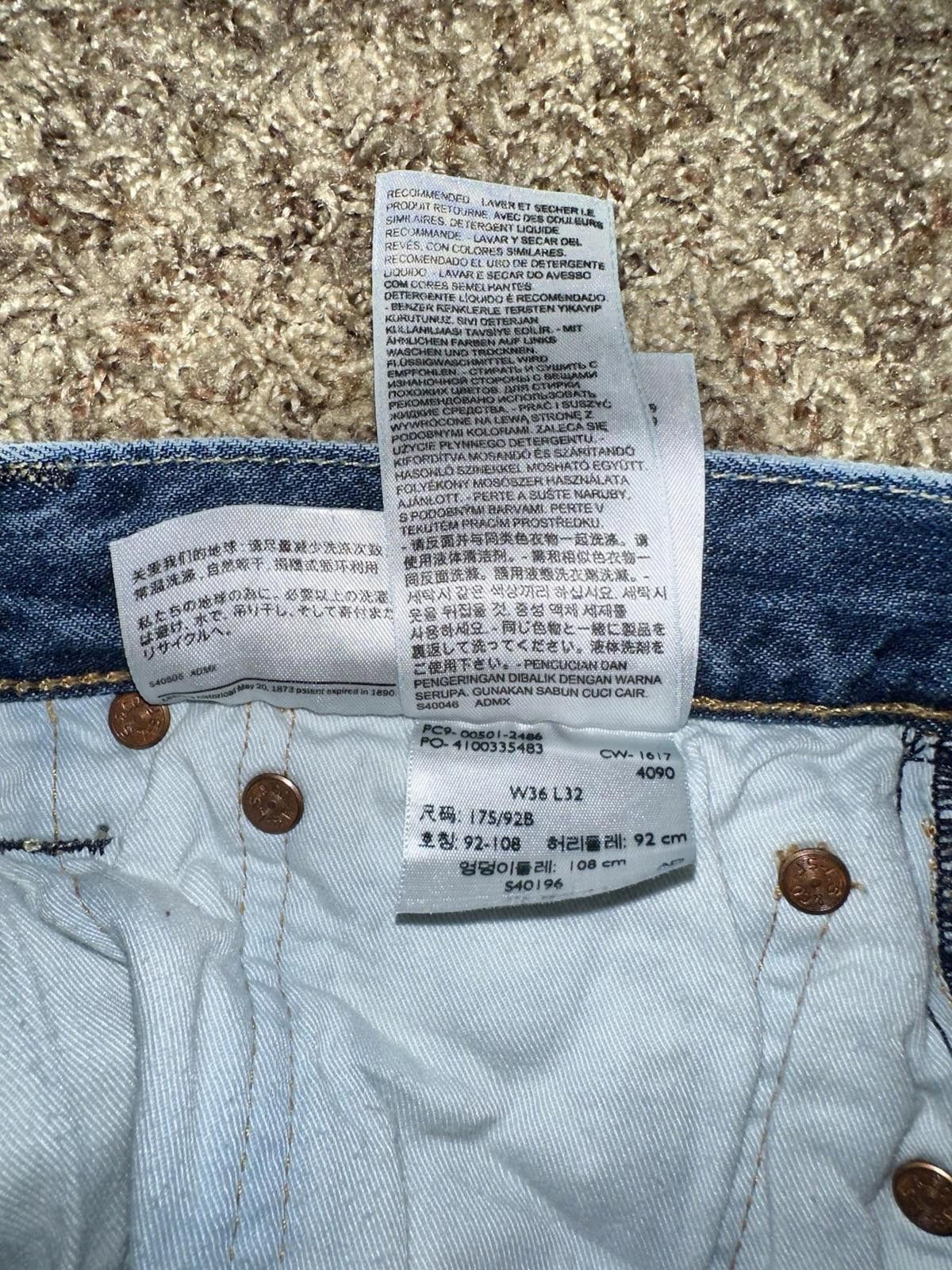 Levi's Levi's 501 Blue Original Straight Fit Ripped Jeans Size US 36 / EU 52 - 7 Thumbnail