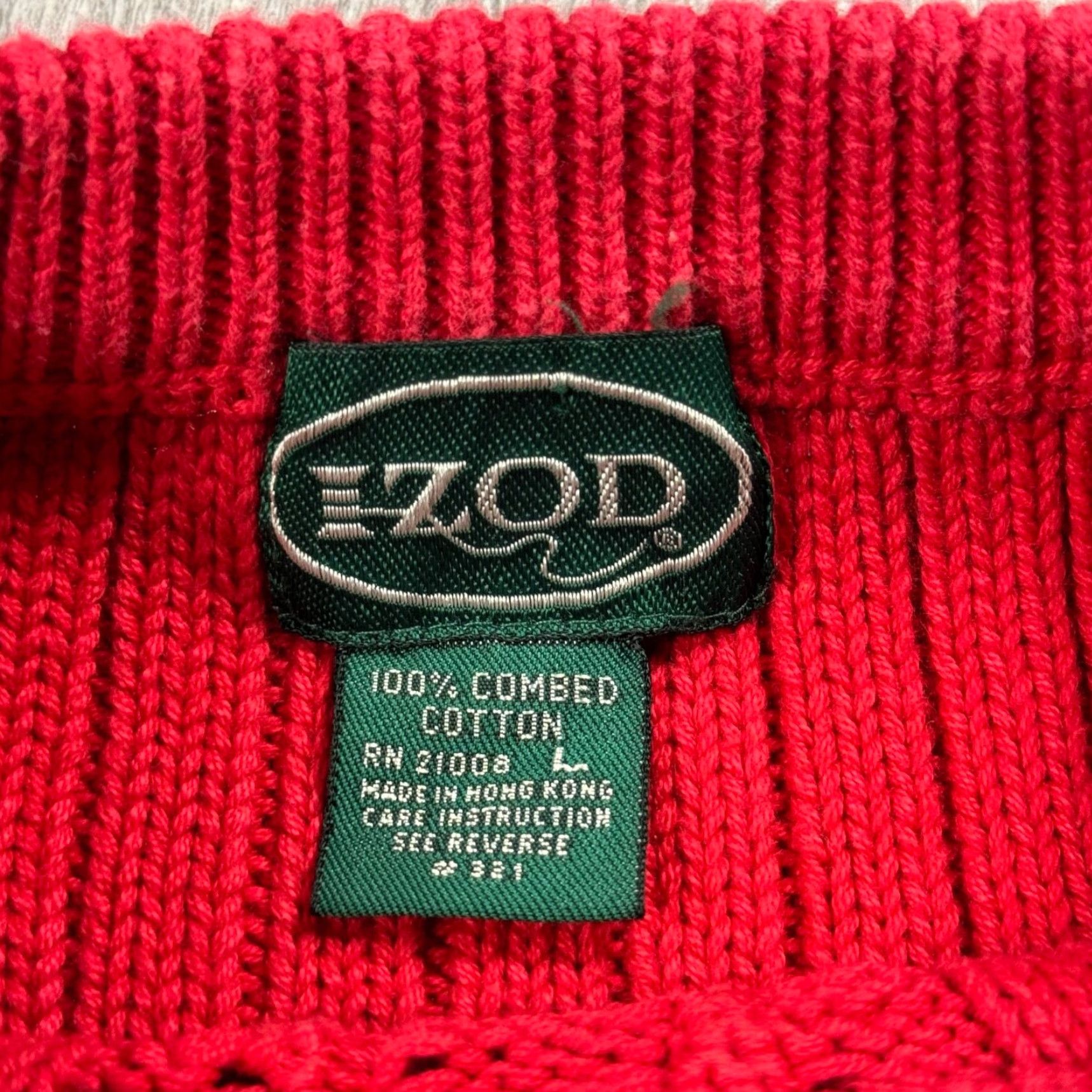 Izod VINTAGE IZOD MENS RED COTTON CABLE-KNIT PULLOVER SWEATER LARGE HEAVYWEIGHT 90s OUTDOOR Size US L / EU 52-54 / 3 - 5 Thumbnail