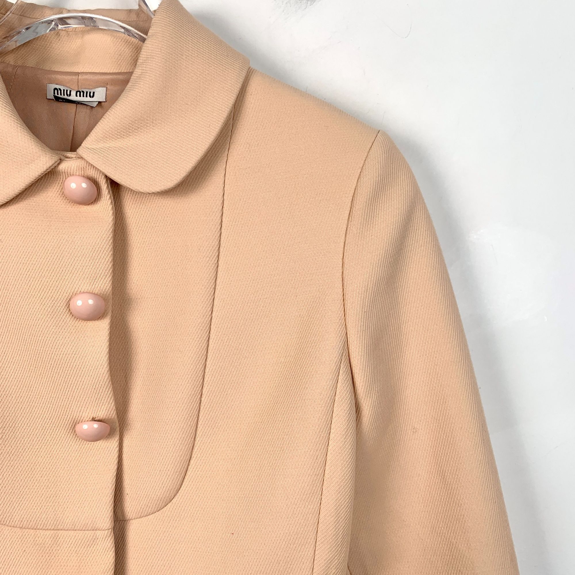 Miu Miu MiuMiu Peplum Jacket With Button Front & Collar In Nude Size M / US 6-8 / IT 42-44 - 3 Thumbnail
