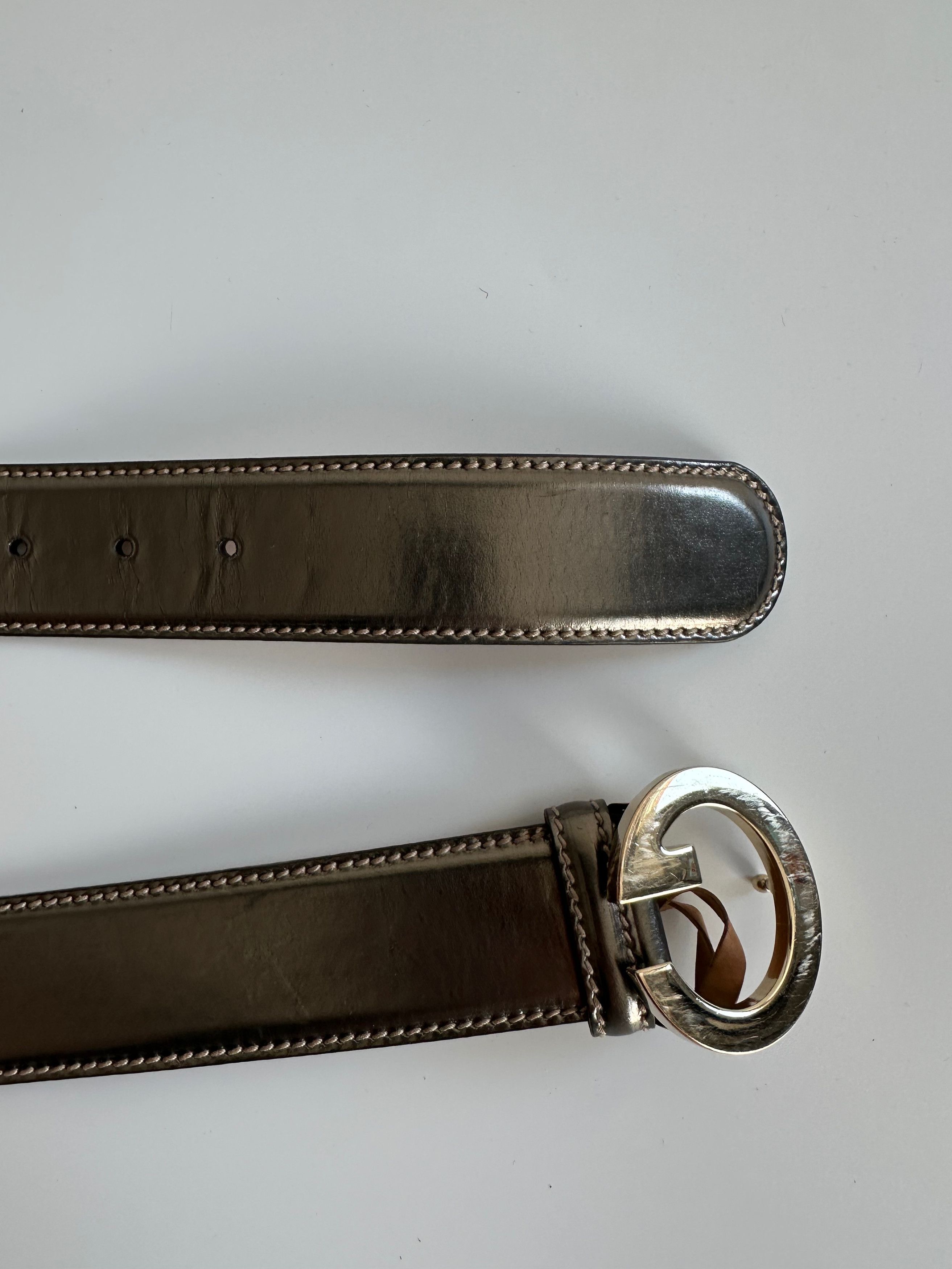 Gucci GUCCI G Buckle patent Leather Belt Bronze Size ONE SIZE - 4 Thumbnail