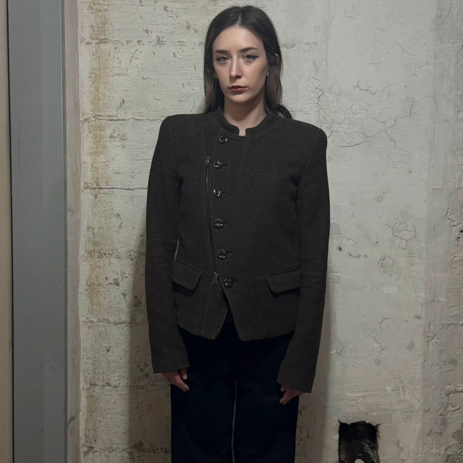 Diesel Black Gold Diesel asymmetrical buttons & zip wool sample jacket Size S / US 4 / IT 40 - 3 Thumbnail