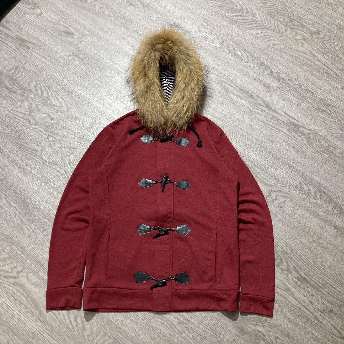 Japanese Brand 2000s Sematic Design Duffle Ziphoodie Fur Red Maroon Lgb Size US M / EU 48-50 / 2 - 1 Thumbnail