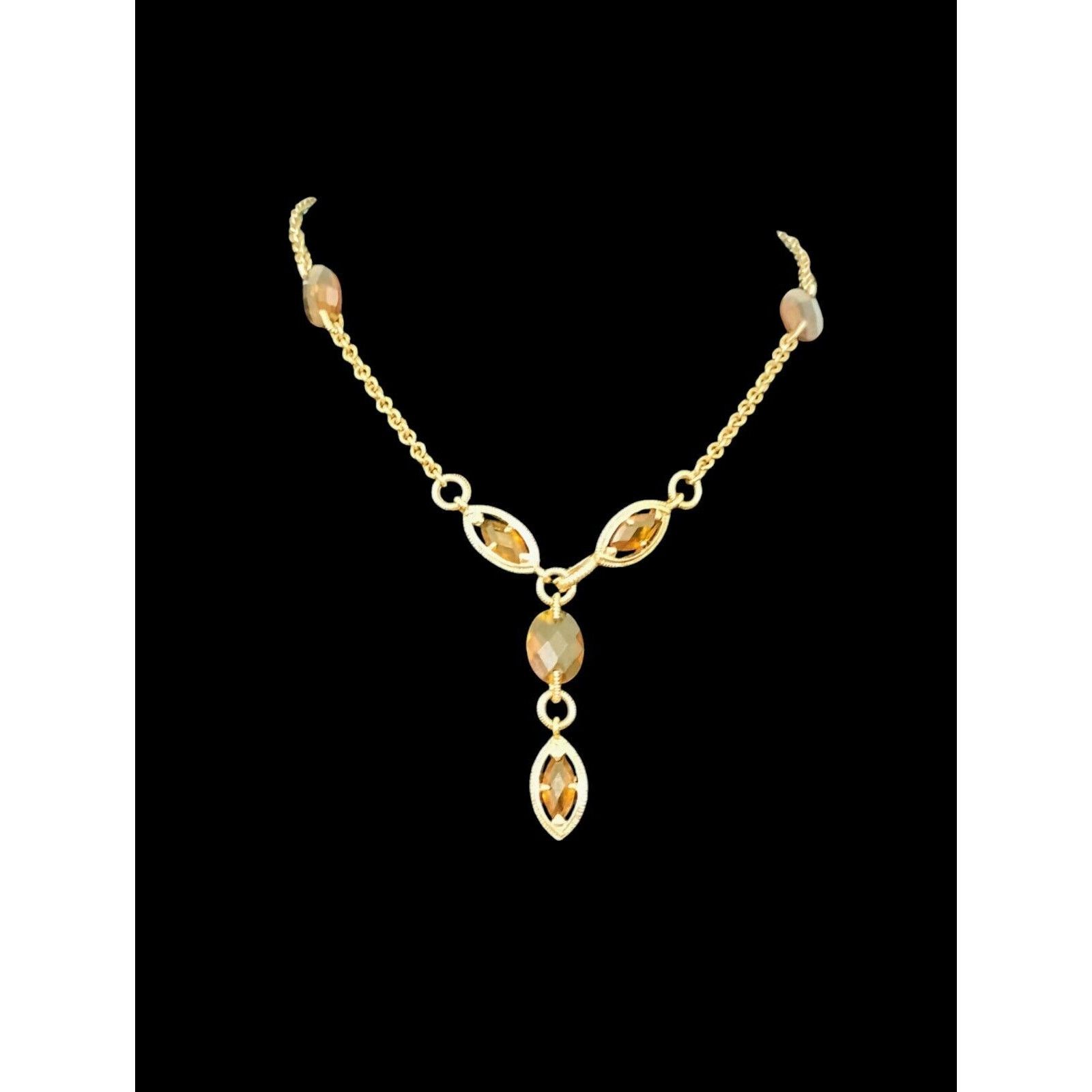 Monet Monet Necklace Vintage Gold Tone Brown Station Y Drop Size ONE SIZE - 17 Thumbnail