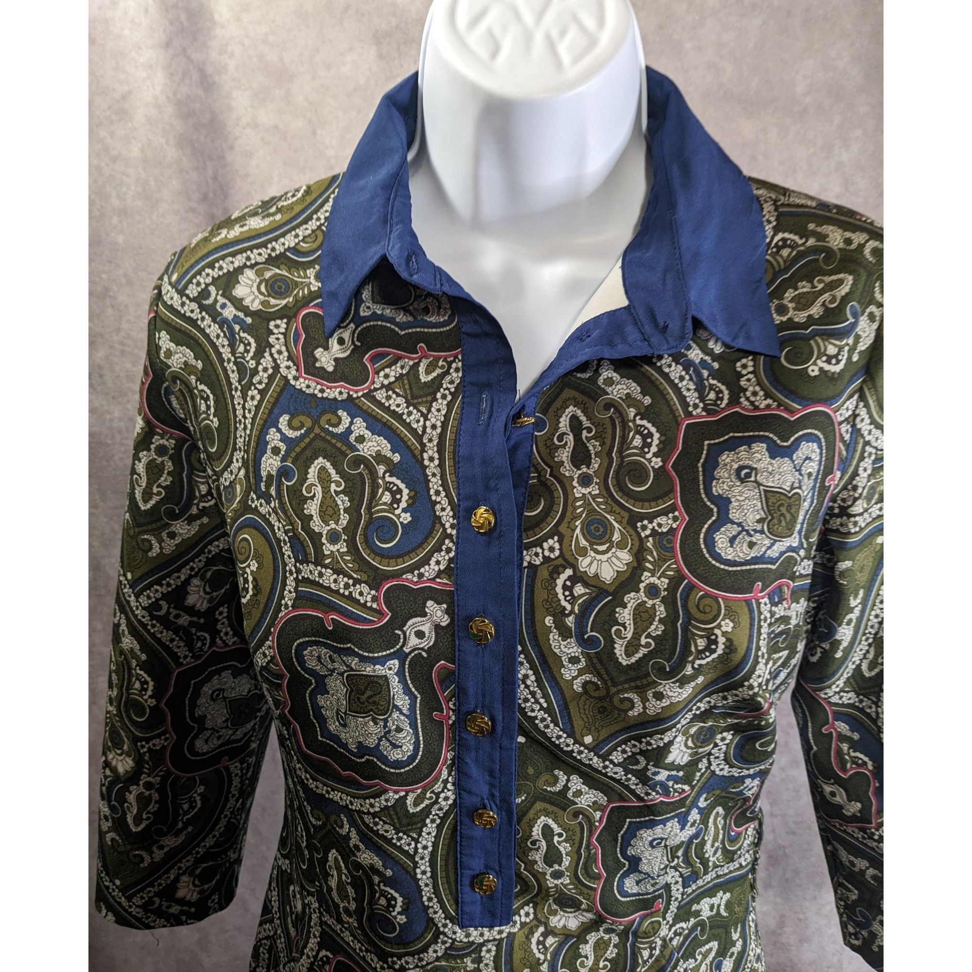 Other Verom By Memento Paisley Button-Up Collared Dress With 3/4 S Size S / US 4 / IT 40 - 3 Thumbnail