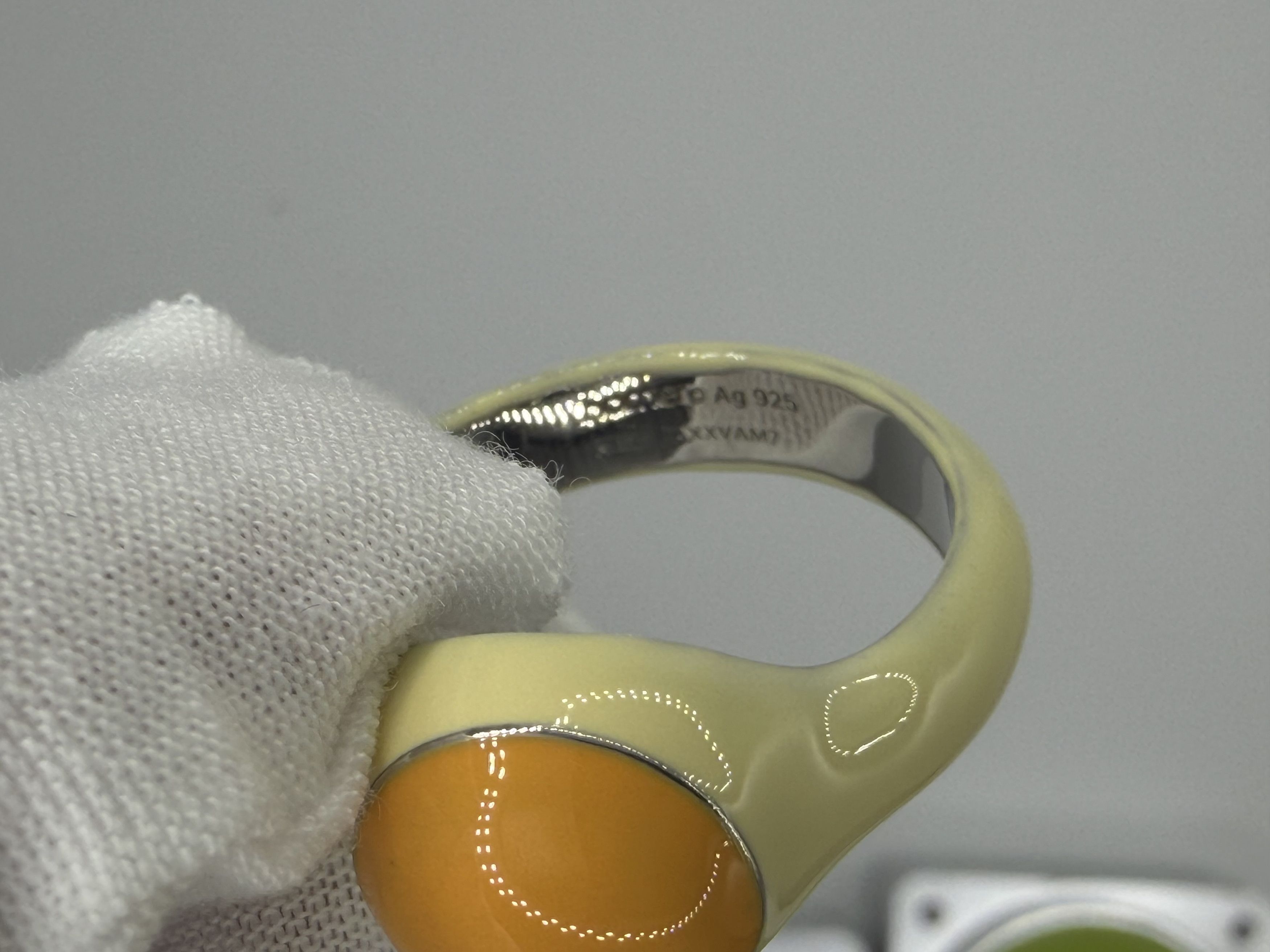Homer Homer Sphere Earth Ring (Size 10, Yolk, 925 Silver + Enamel) Size ONE SIZE - 5 Thumbnail