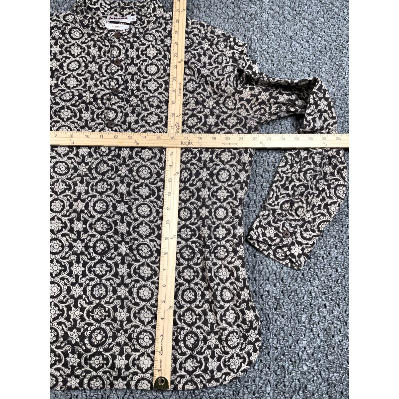 Vintage VINTAGE Fabindia Band Collar Shirt Mens M Black Geometric 40 Button-Up Long Sleeve Henley Casual Retro Hippie Shirt Size US M / EU 48-50 / 2 - 5 Thumbnail