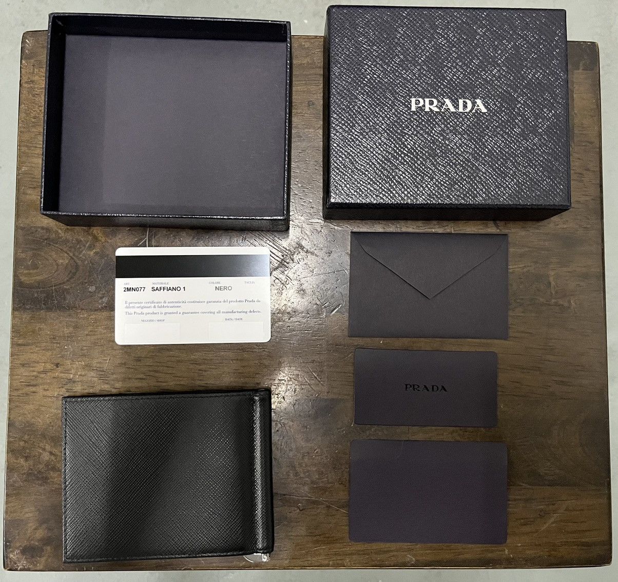 Prada Prada Black Saffiano Leather Money Clip Bifold Wallet Size ONE SIZE - 4 Thumbnail