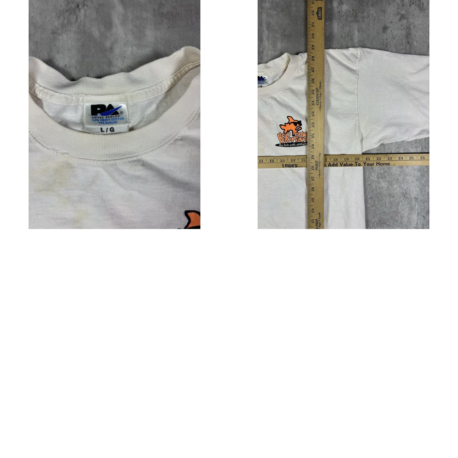 Gildan Vintage 90s Bob The Fish Funny Comedy Shirt L White Size US L / EU 52-54 / 3 - 9 Thumbnail
