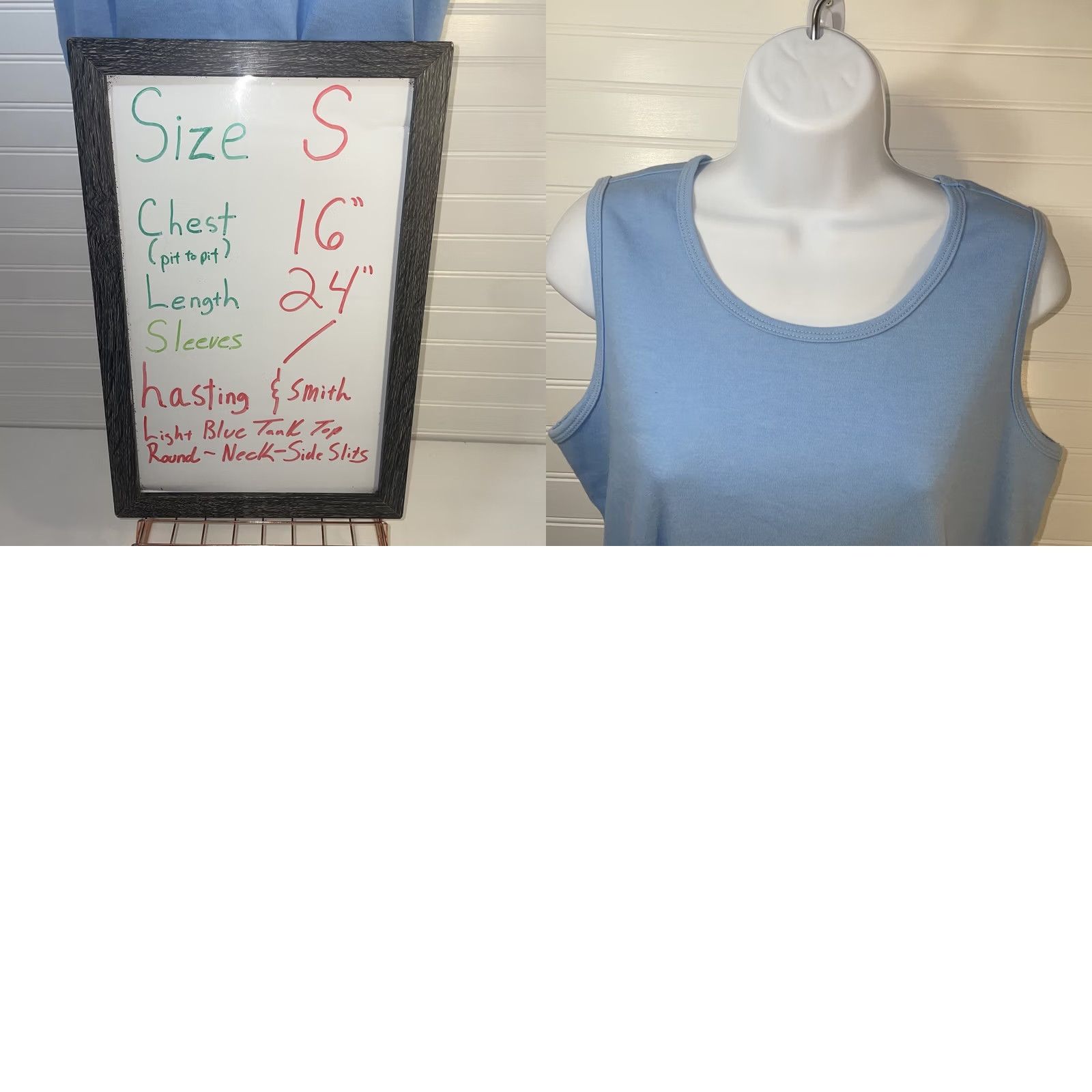 Vintage Hasting & Smith Tank Top Shirt Women Small Light Blue Round Neck Sleeveless Size S / US 4 / IT 40 - 10 Thumbnail