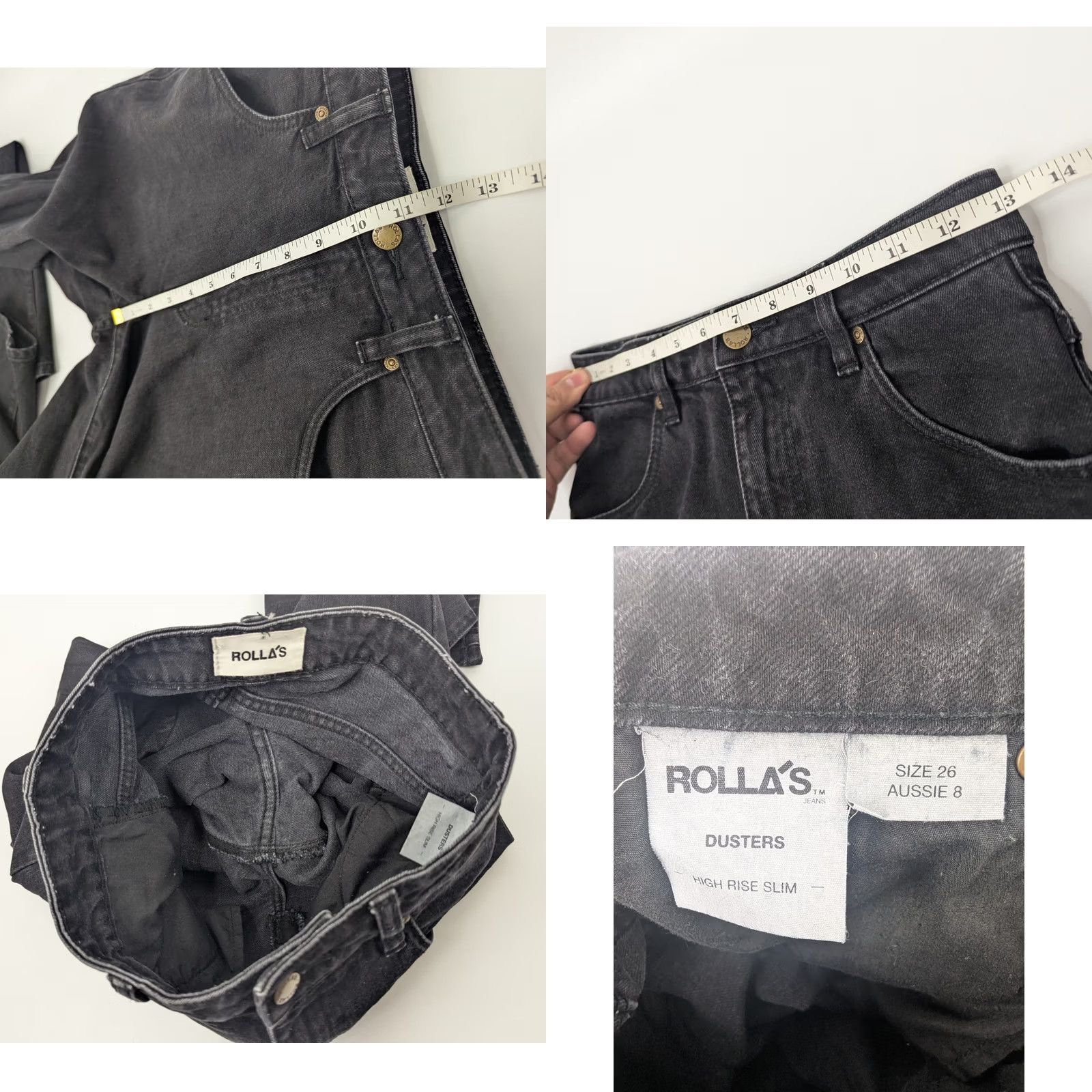 Rolla's Rolla's Dusters Jeans High Rise Slim 26 Black Denim Stretch Women Straight 5-Pocket Art Outfit Size 26" / US 2 / IT 38 - 8 Thumbnail