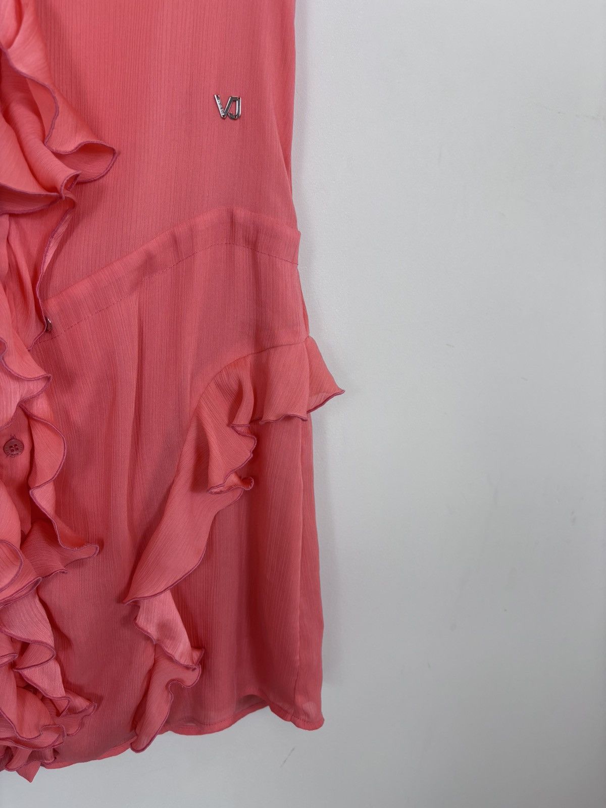 Versace Jeans Couture Versace Jeans Women’s Coral Chiffon Ruffle Mini Dress Size S / US 4 / IT 40 - 12 Thumbnail