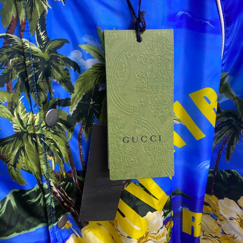 Gucci Gucci The latest blue Hawaiian print pattern logo cotton ja Size US M / EU 48-50 / 2 - 6 Thumbnail