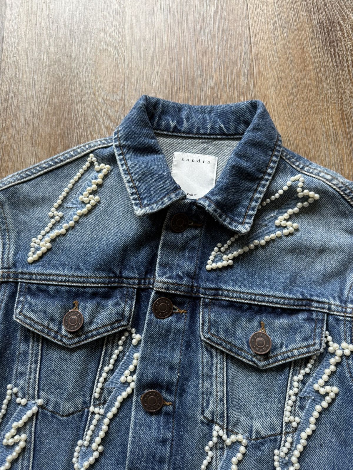 Sandro Vintage Sandro Paris Lightning Bolt Denim Jacket Size S / US 4 / IT 40 - 2 Thumbnail