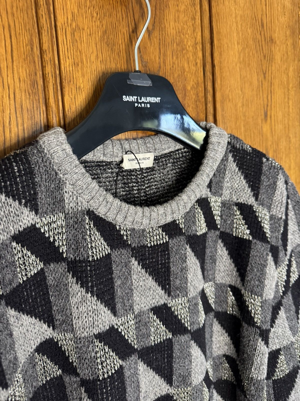 Saint Laurent Paris FW15 Grail Saint Laurent geometric metallic sweater Hedi XL Size US XL / EU 56 / 4 - 15 Thumbnail