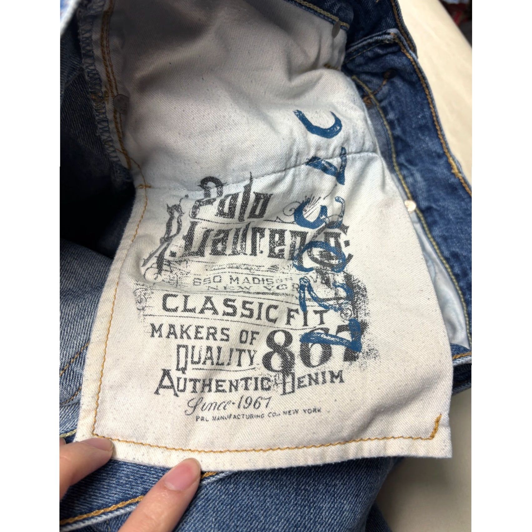Polo Ralph Lauren Polo Ralph Lauren Jeans Men Classic Fit Straight Leg Blue Wash 36X33 Denim Cotton Zip Button 5-Pocket Distressed Pockets Logo Size US M / EU 48-50 / 2 - 6 Thumbnail