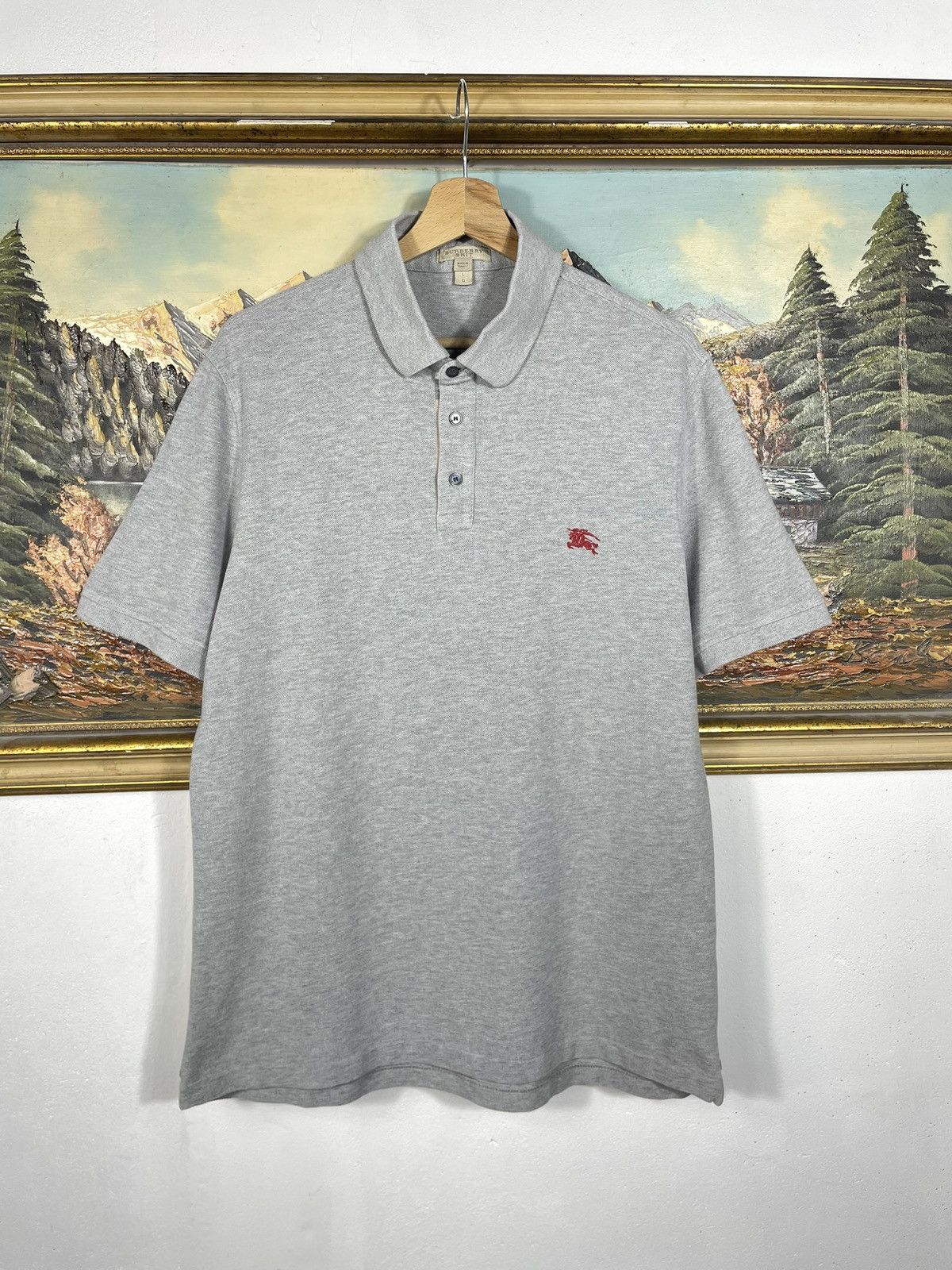 Burberry Burberry Gray Polo T-shirt Short Sleeve Tee Old Money Luxury Size US L / EU 52-54 / 3 - 1 Thumbnail