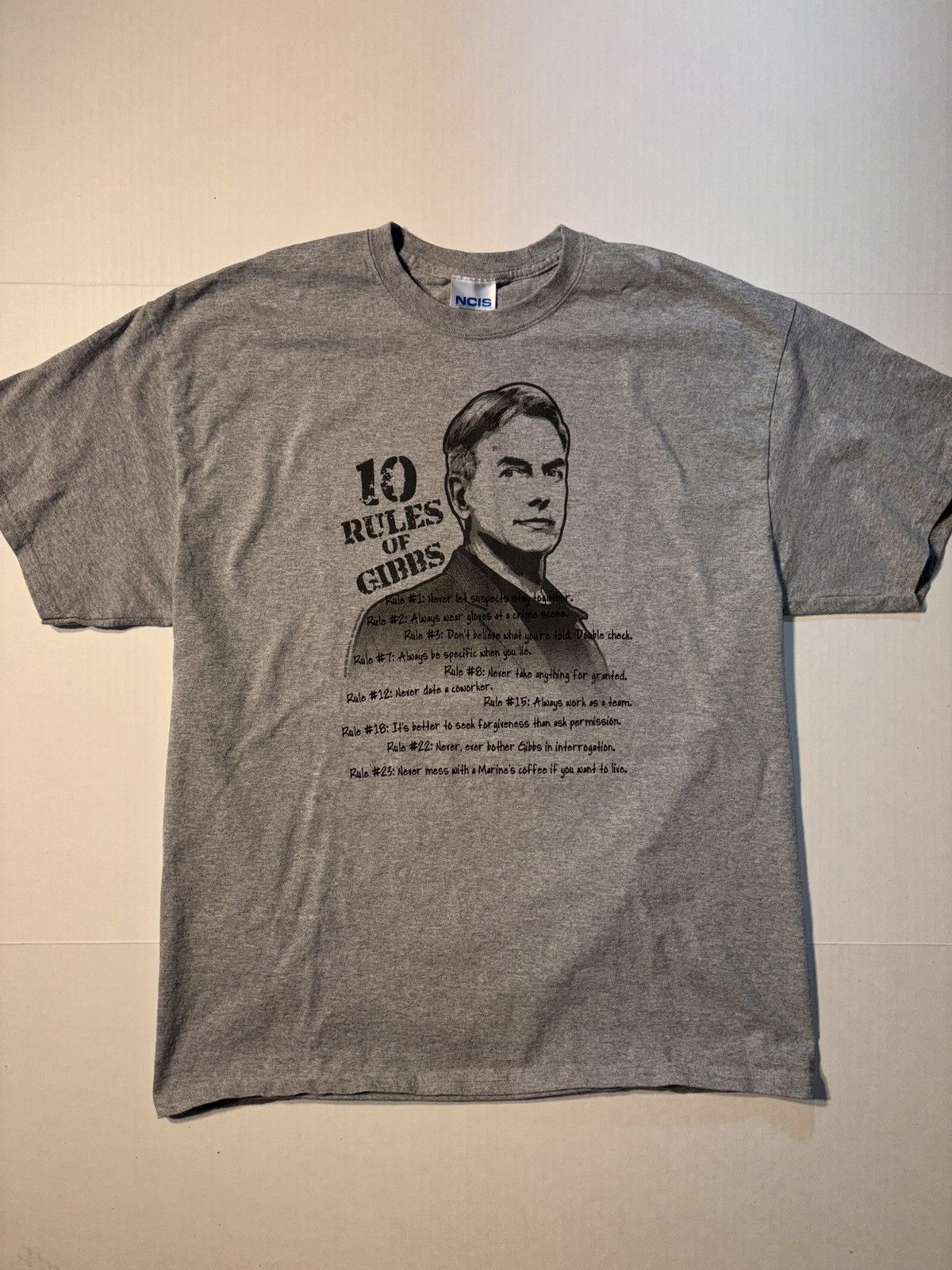 Hanes Vtg CBS Studios NCIS 10 Rules Of Jethro Gibbs Y2K TV Promo Size US XL / EU 56 / 4 - 1 Thumbnail