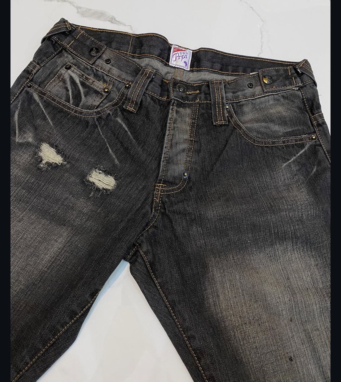 If Six Was Nine 2000s PRPS Button Fly Distressed Ripped Jeans Pants y2k Lgb Size US 31 - 4 Thumbnail