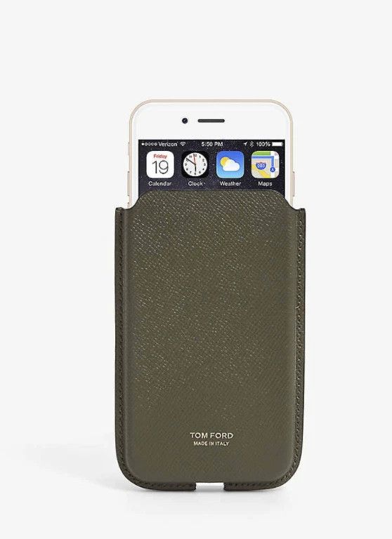 Tom Ford Tom Ford lanyard Case phone olive leather logo holder strap Size ONE SIZE - 3 Thumbnail