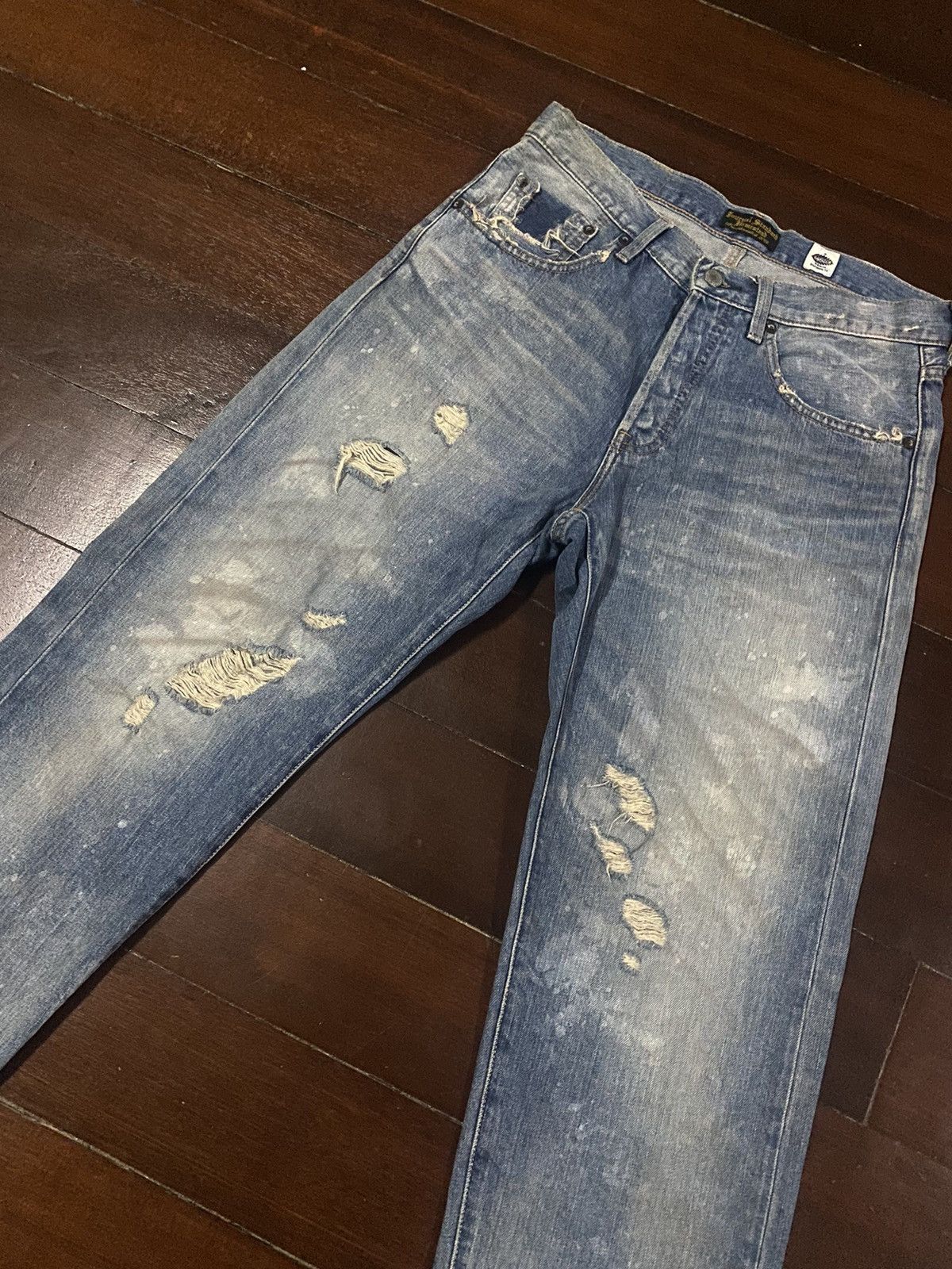 Japanese Brand × Journal Standard FIRE 🔥 JOURNAL STANDARD HOMESTEAD DISTRESSED FLARE JEANS Size US 33 - 4 Thumbnail