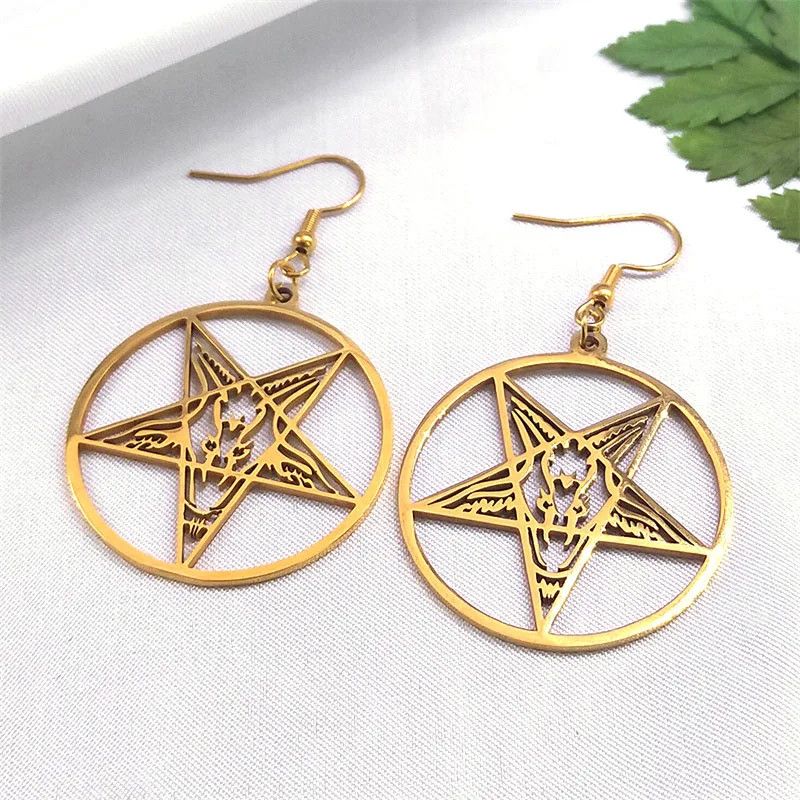 Jewelry Satan Inverted Pentagram Drop Earrings Jewelry Gift Size ONE SIZE - 1 Preview