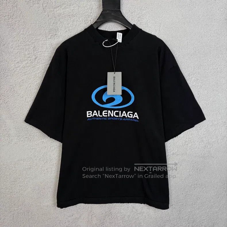 Balenciaga Balenciaga Wave Logo Printed Pattern Round Neck Short Slee Size US M / EU 48-50 / 2 - 1 Thumbnail