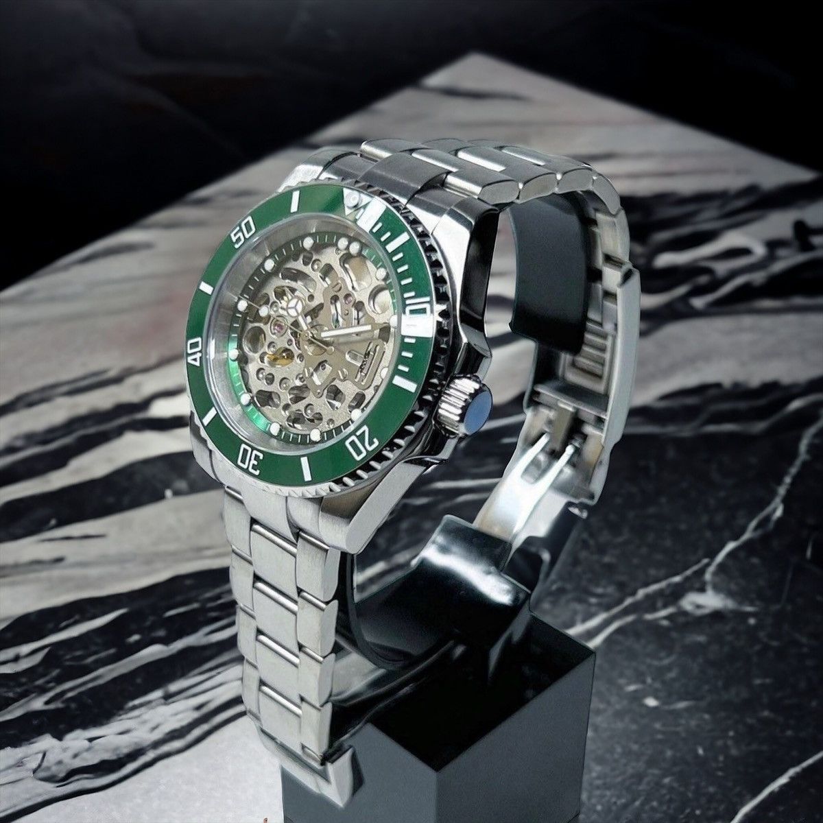 Japanese Brand Seiko Mod Submariner Hulk Green Skeleton Dial Steel Watch Size ONE SIZE - 1 Thumbnail