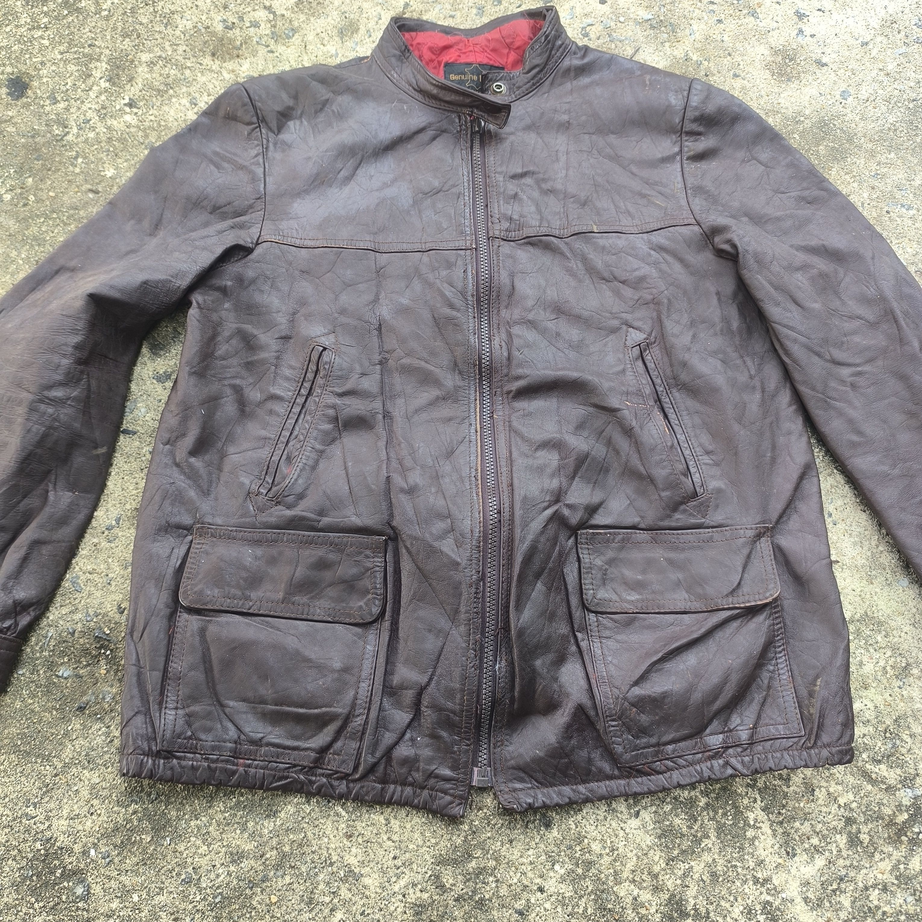 Vintage 80s vintage leather jacket biker dark brown Size M / US 6-8 / IT 42-44 - 2 Thumbnail