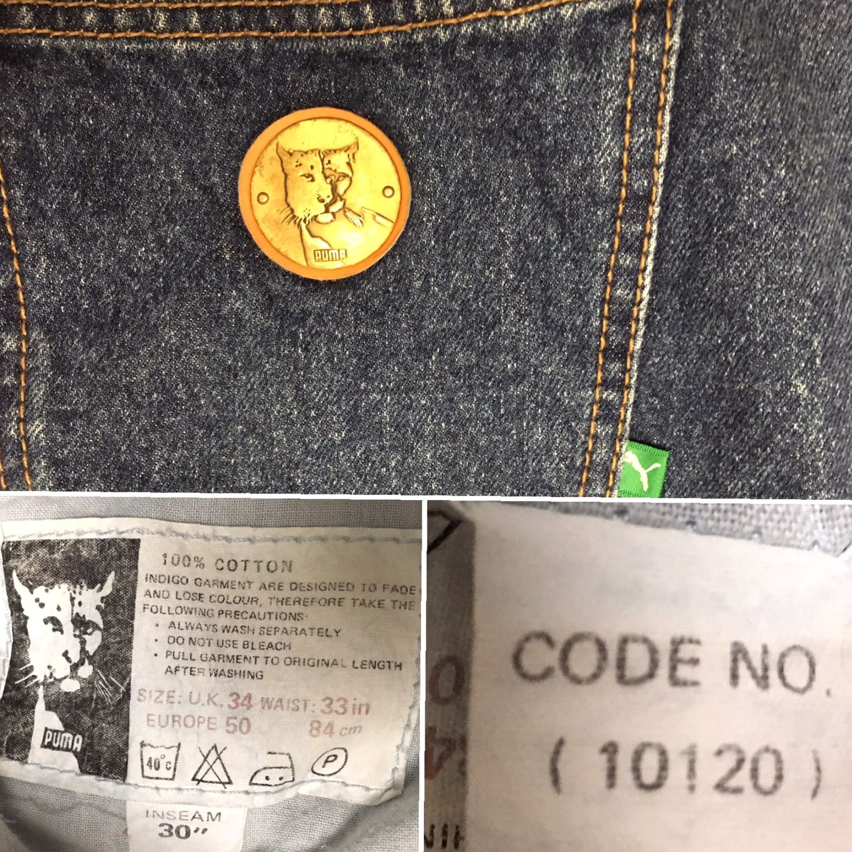 Puma VINTAGE Puma Jeans UK 34 EUROPE 50 Denim Blue 80s 90s 1980s 1990s Mens Girls Womens Jeans Waist 32" X-Large? Size US 32 / EU 48 - 7 Thumbnail