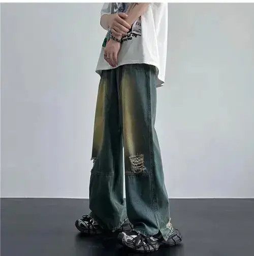 Designer × Jean Ripped Hole Vintage Blue Jeans Size US 31 - 3 Thumbnail